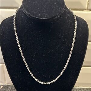 Silver 925 Rope Chain Necklace 20”